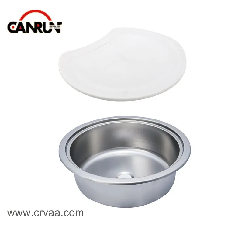 Fregadero cilíndrico de acero inoxidable para RV con tabla de cortar