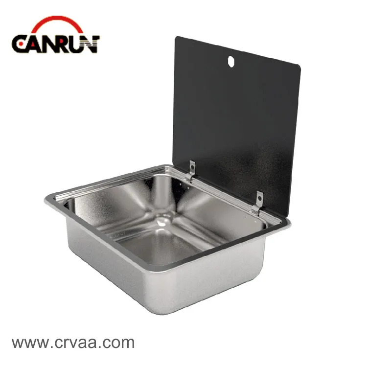 Fregadero rectangular para RV con cubierta plana de acero inoxidable