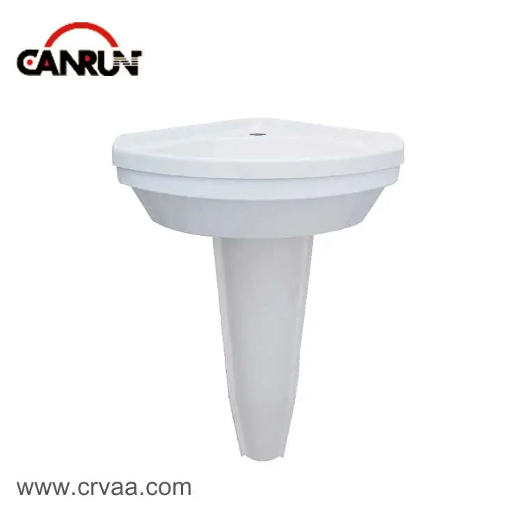 Lavabo triangular de acrílico vertical con pedestal